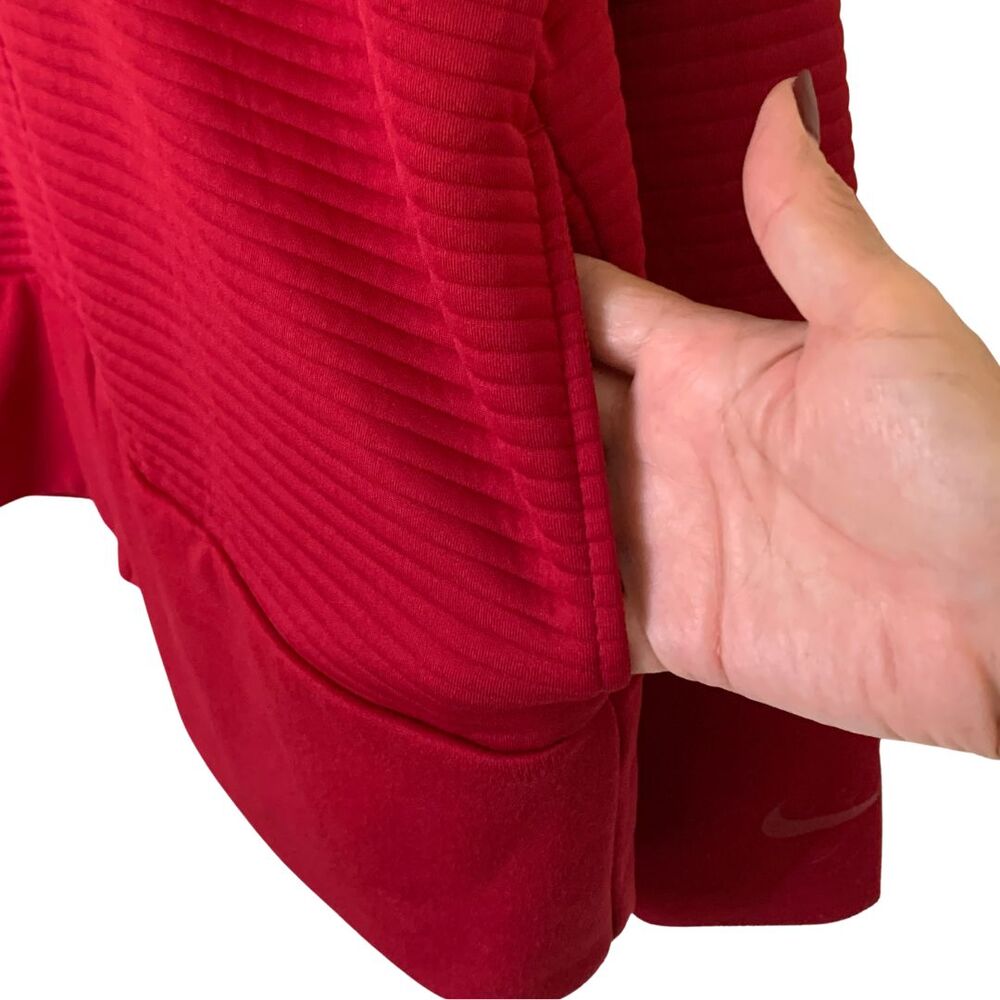 Nike Dri- Fit Full Zip Hoodie Size L Red Logo Sleeve & Back Hem - Picture 6 of 11